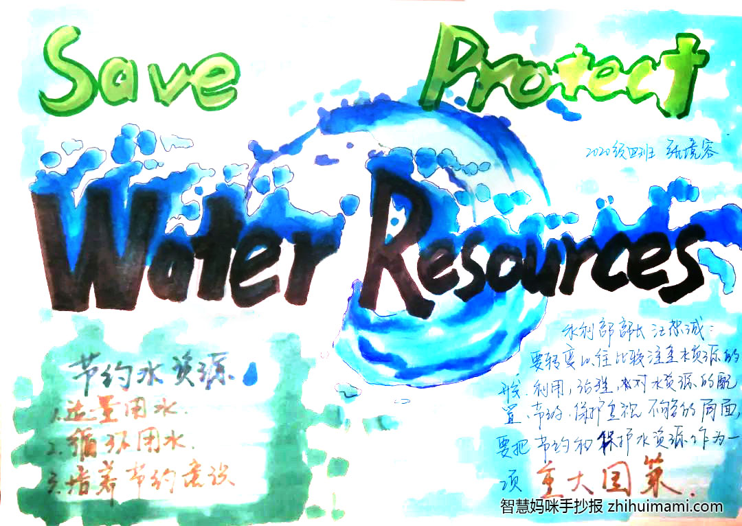 7张世界水日创意手抄报绘画（初一）-图3