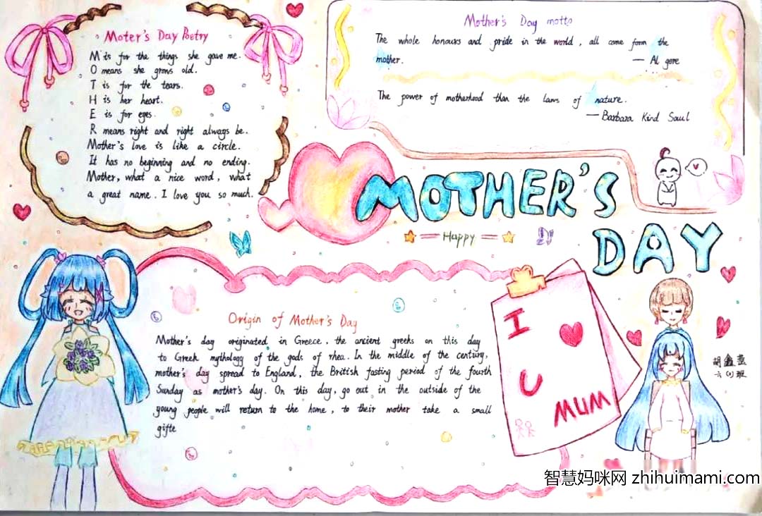 寸草春晖 “感恩母亲节”英语手抄报（15张）-图1