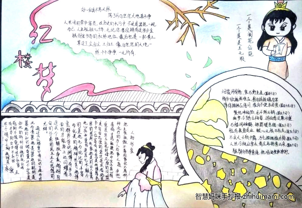 “我眼中的红楼梦”主题手抄报绘画（9张）-图8