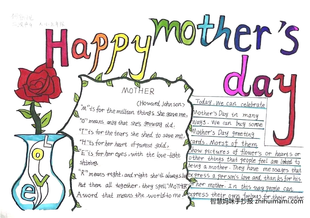 六年级母亲节英语手抄报一等奖（9张）-图1