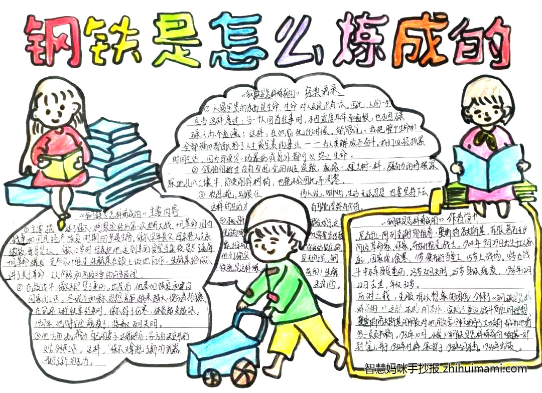 9张钢铁是怎样炼成的手抄报（附章节内容概括）-图1