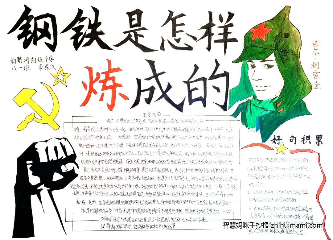 9张钢铁是怎样炼成的手抄报（附章节内容概括）-图2