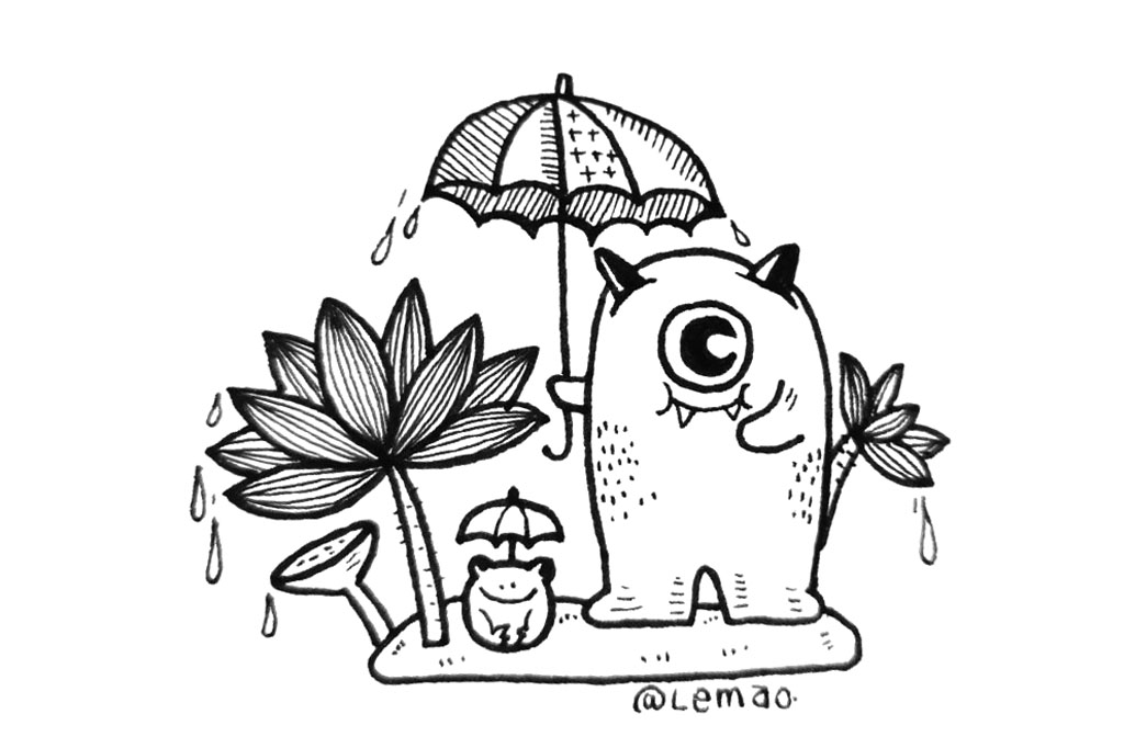 小怪兽的夏天简笔画图片-图4