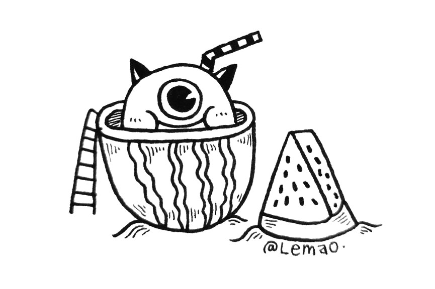 小怪兽的夏天简笔画图片-图9