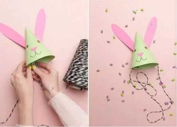 步骤3：将小兔子的这些都组装在一起，加上绳子作为捆系的就可以佩戴了哦。