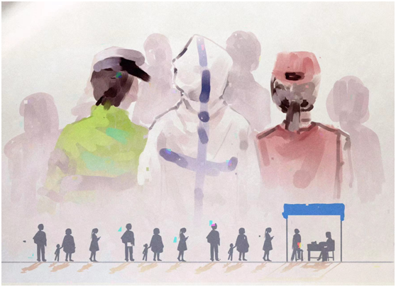 抗疫儿童手绘画作品5张