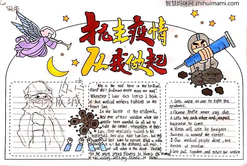 “抗击疫情”主题英文手抄报（6张）-图2