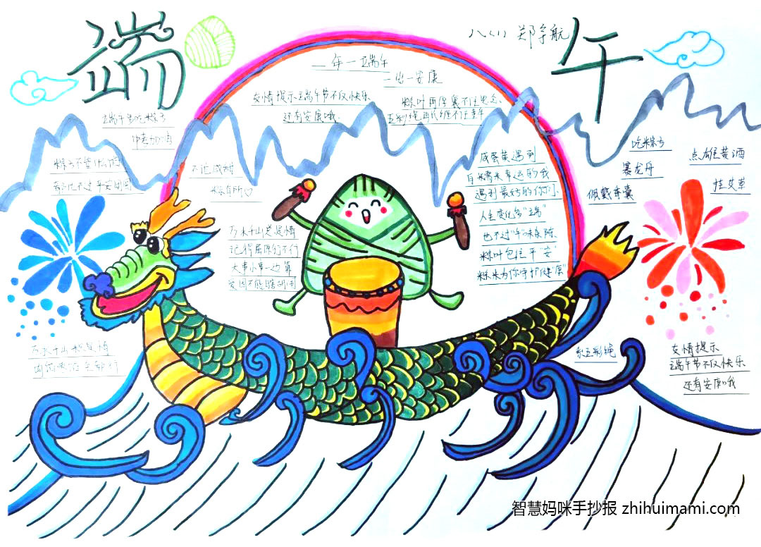 五年级端午节手抄报绘画图片（7张）-图1