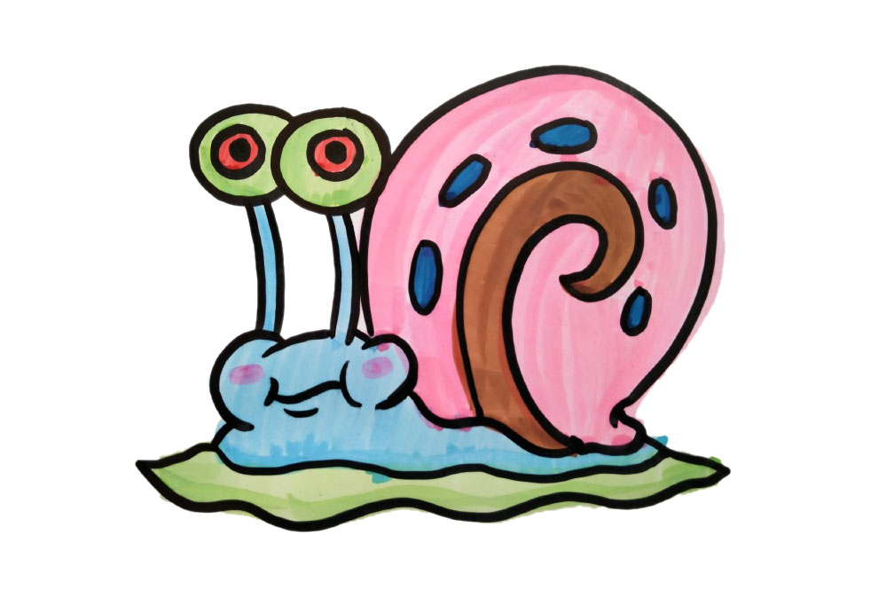 4张海绵宝宝里可爱的蜗牛小哇简笔画图片-图2