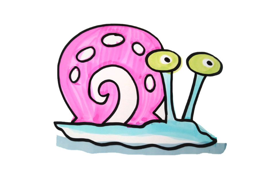 4张海绵宝宝里可爱的蜗牛小哇简笔画图片-图3