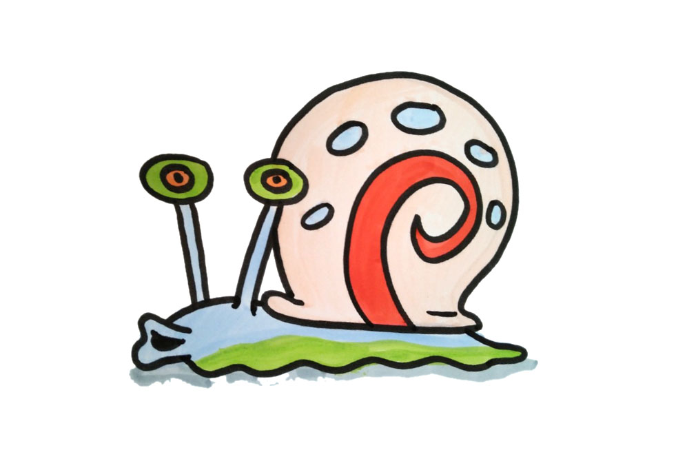 4张海绵宝宝里可爱的蜗牛小哇简笔画图片-图4