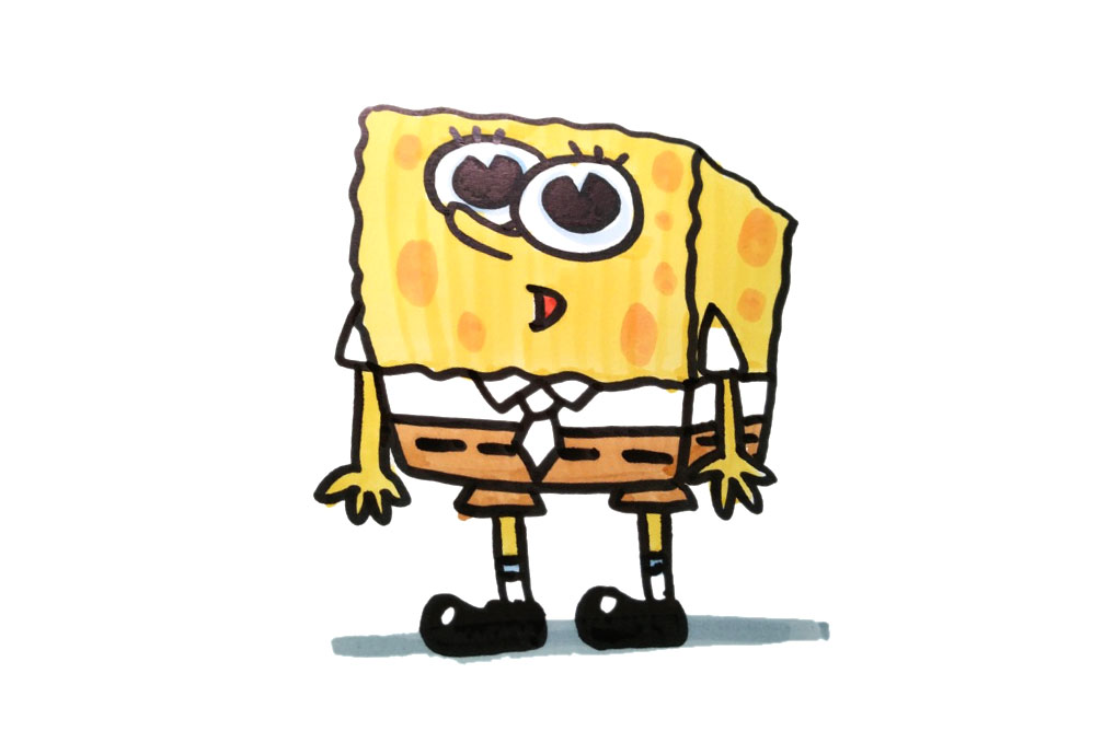 三张可爱海绵宝宝简笔画图片-图2