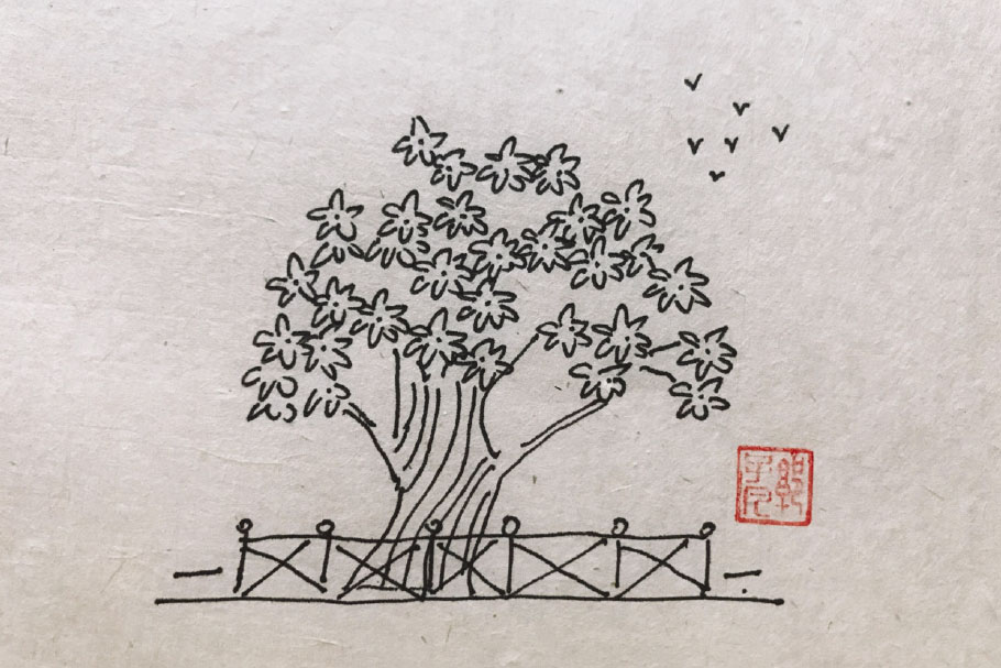 春天大树风景简笔画图片-图2