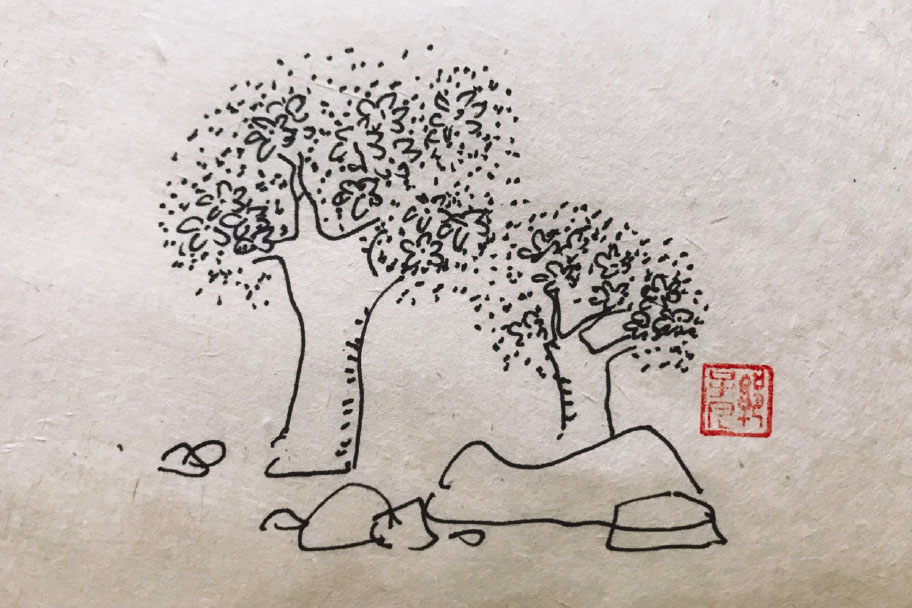 春天大树风景简笔画图片-图8