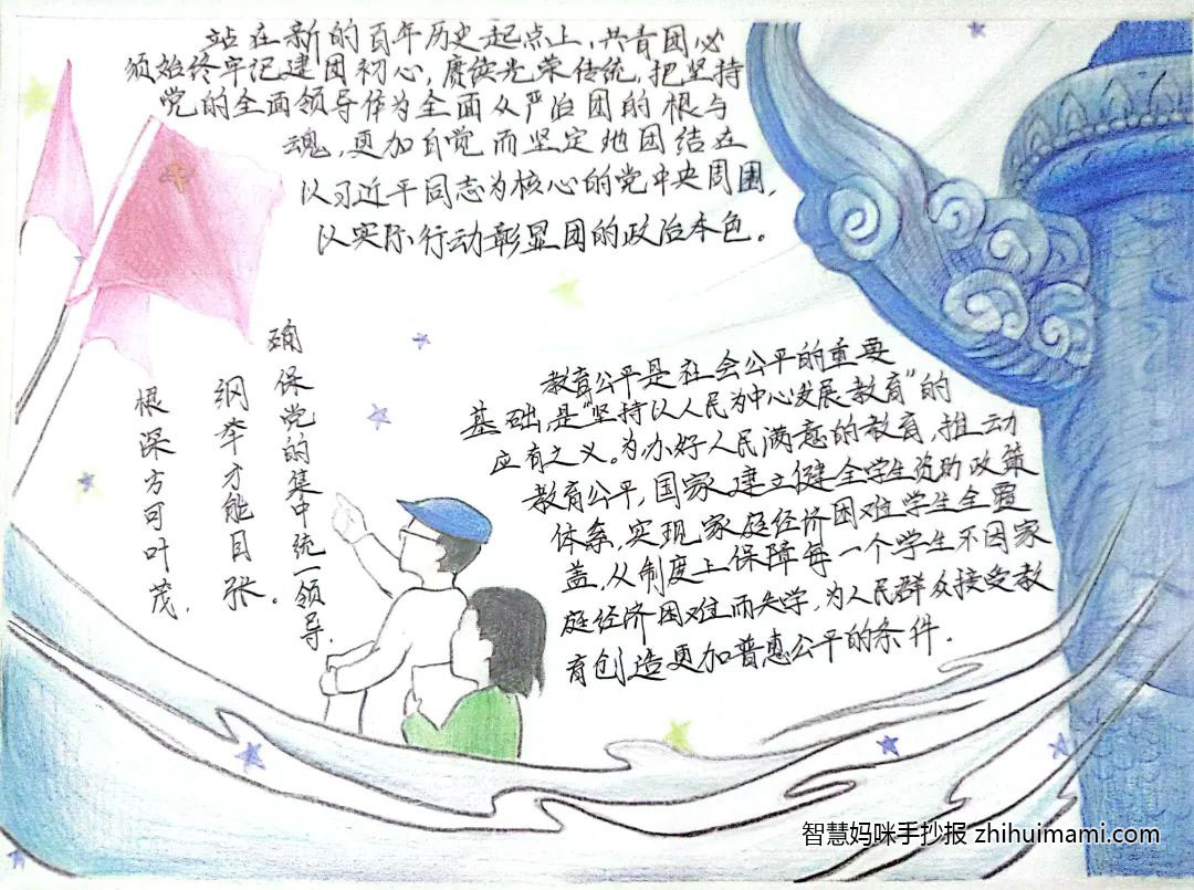 “建团百年，助学筑梦”主题手抄报（9张）-图7