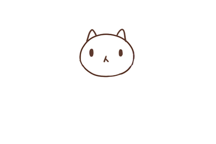 委屈巴巴的小猫简笔画画法步骤-图3