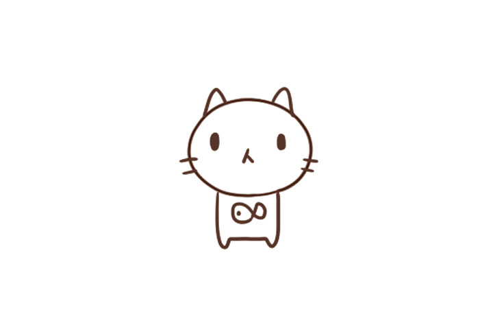 委屈巴巴的小猫简笔画画法步骤-图6