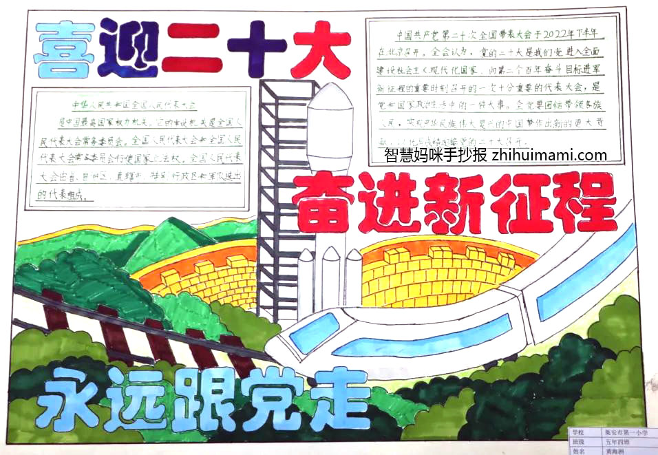  童心喜迎二十大手抄报简单漂亮（6张）-图3