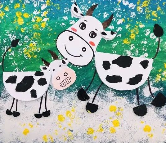 步骤5：观察奶牛的颜色将拼接好的奶牛涂上漂亮的颜色。