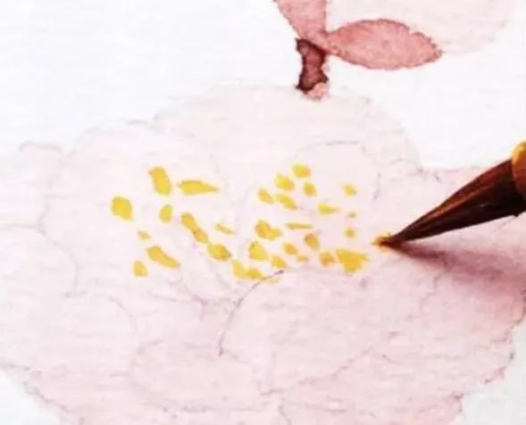 步骤7：在花蕊处点上永固深黄的的点。