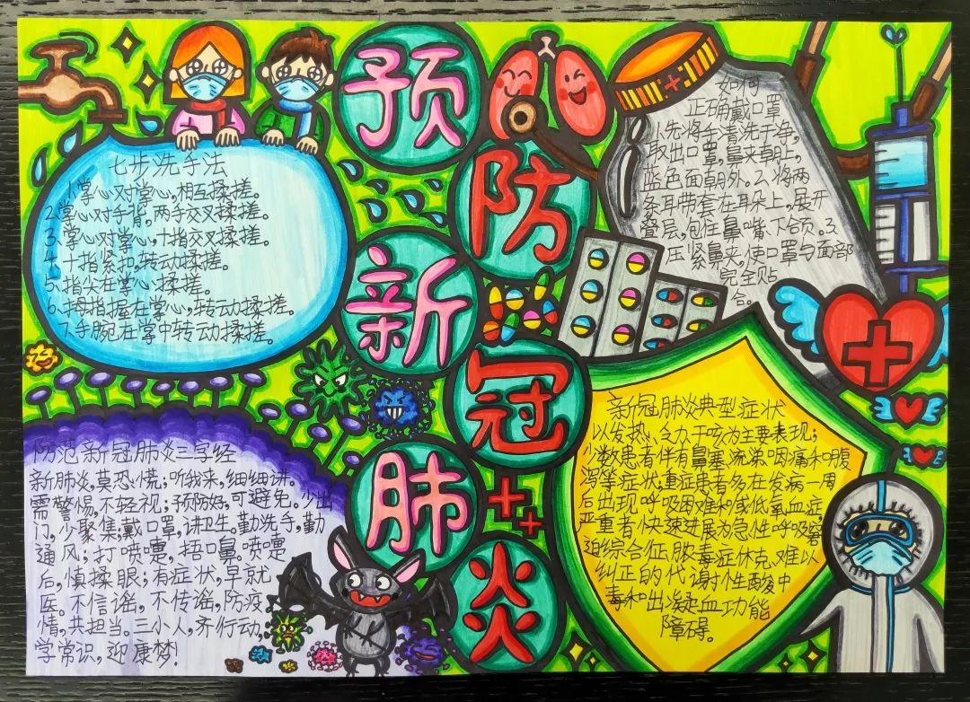 步骤5：预防新冠肺炎手抄报
