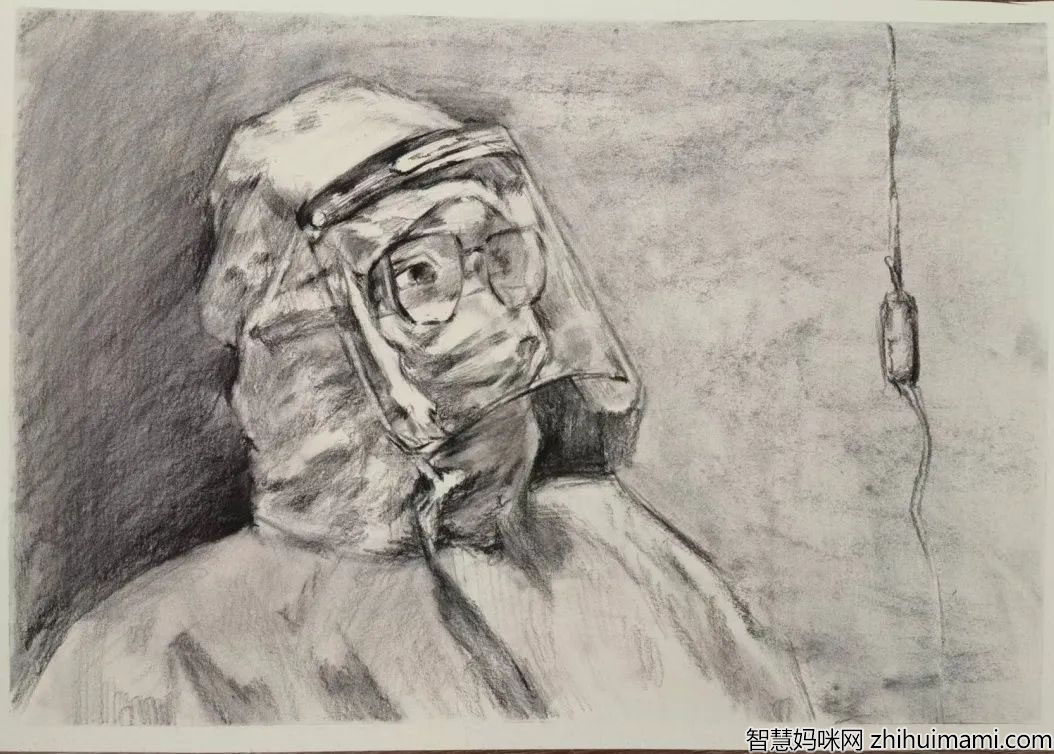 致敬逆行者抗疫儿童画-图2