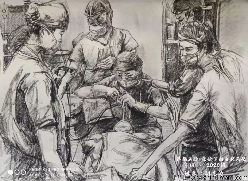 致敬逆行者抗疫儿童画-图3