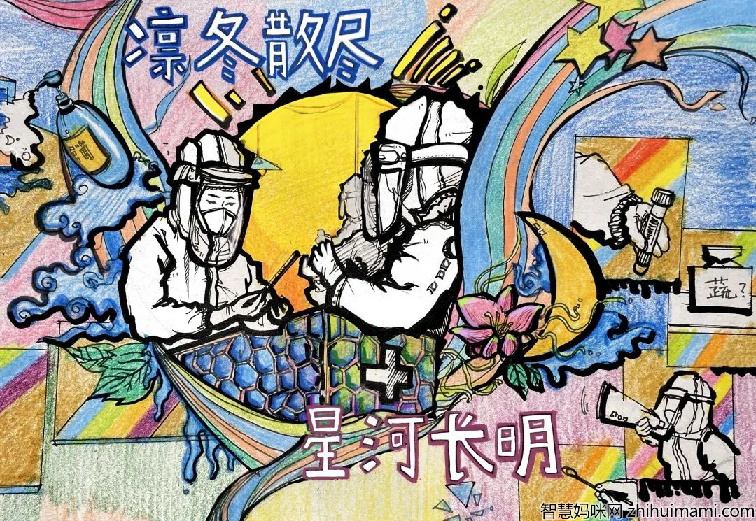 致敬逆行者抗疫儿童画-图6