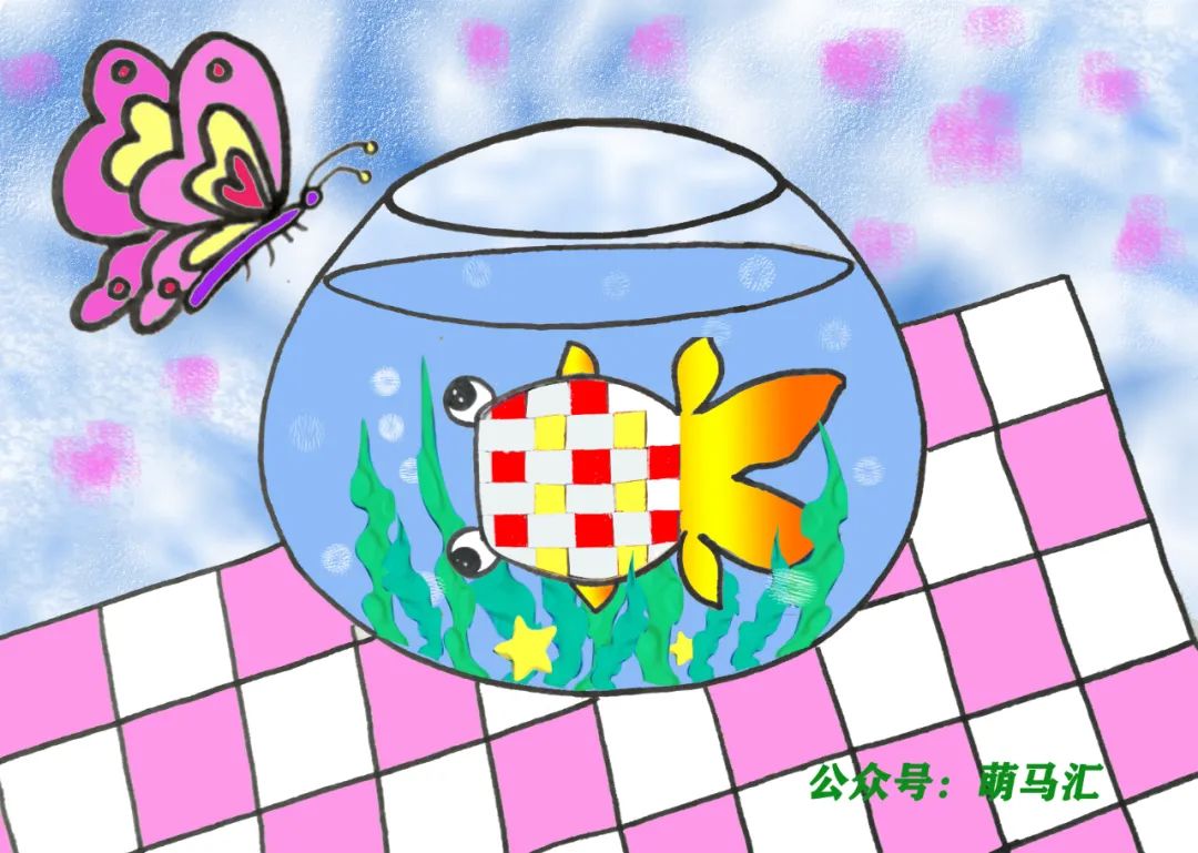 金鱼与蝴蝶儿童创意画