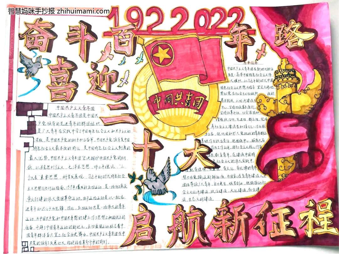 庆祝中国共青团建团100周年手抄报（初一年级）