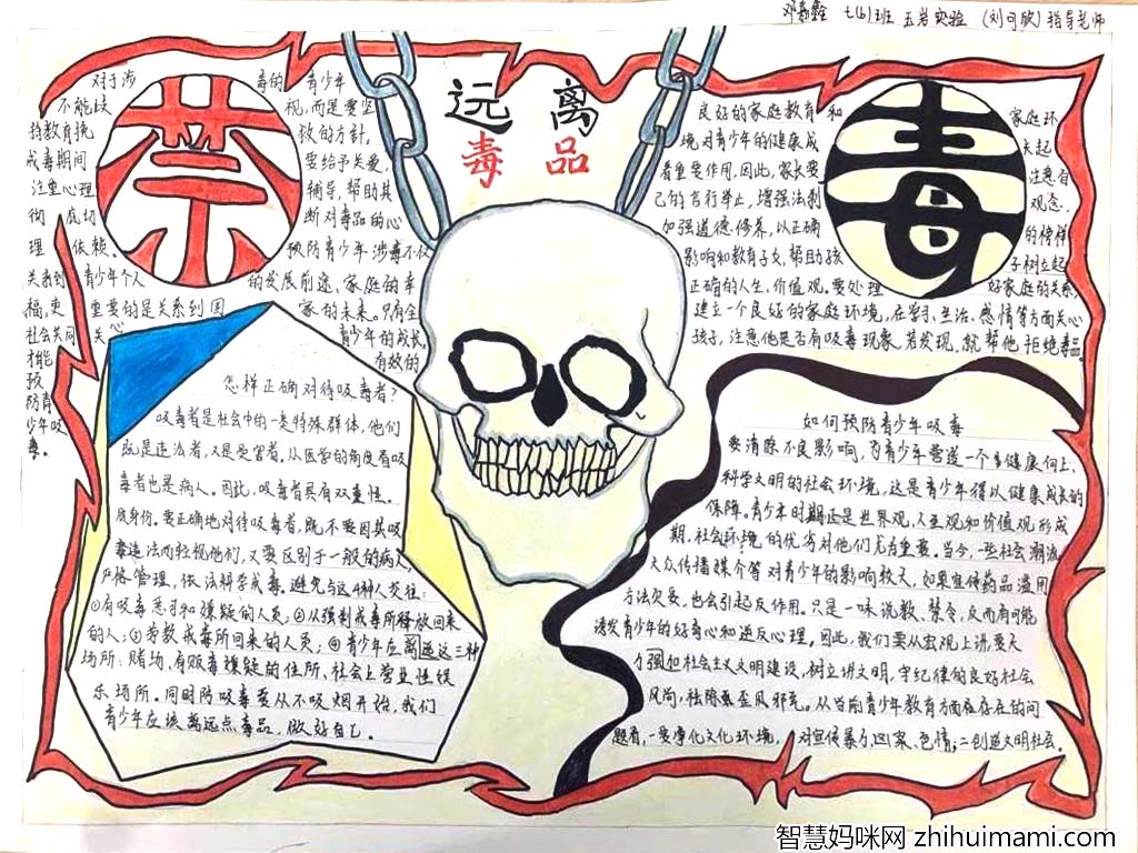 珍爱生命远离毒品主题宣传手抄报6张-图1