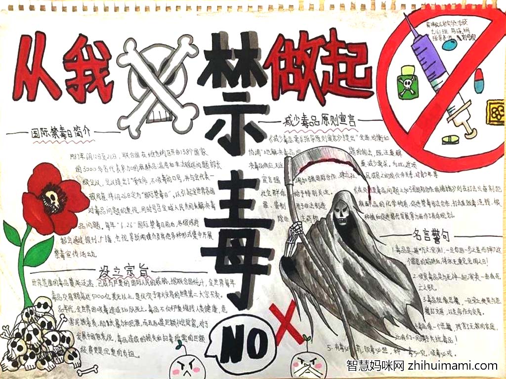 珍爱生命远离毒品主题宣传手抄报6张-图2
