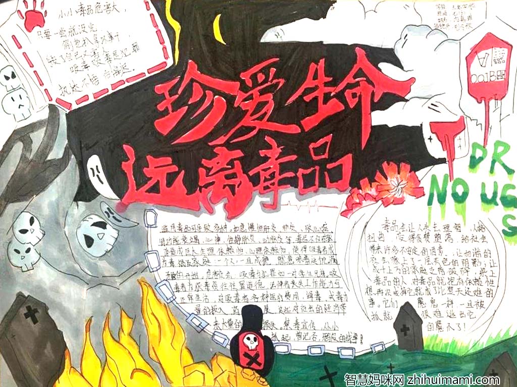 珍爱生命远离毒品主题宣传手抄报6张-图3