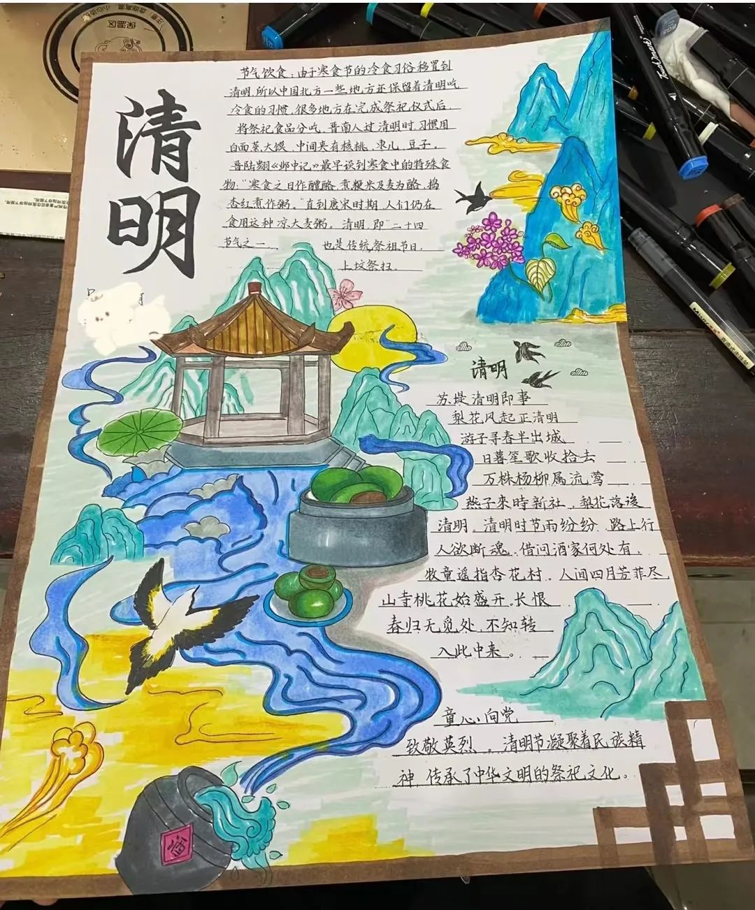 小学六年级清明节祭祖手抄报-图5