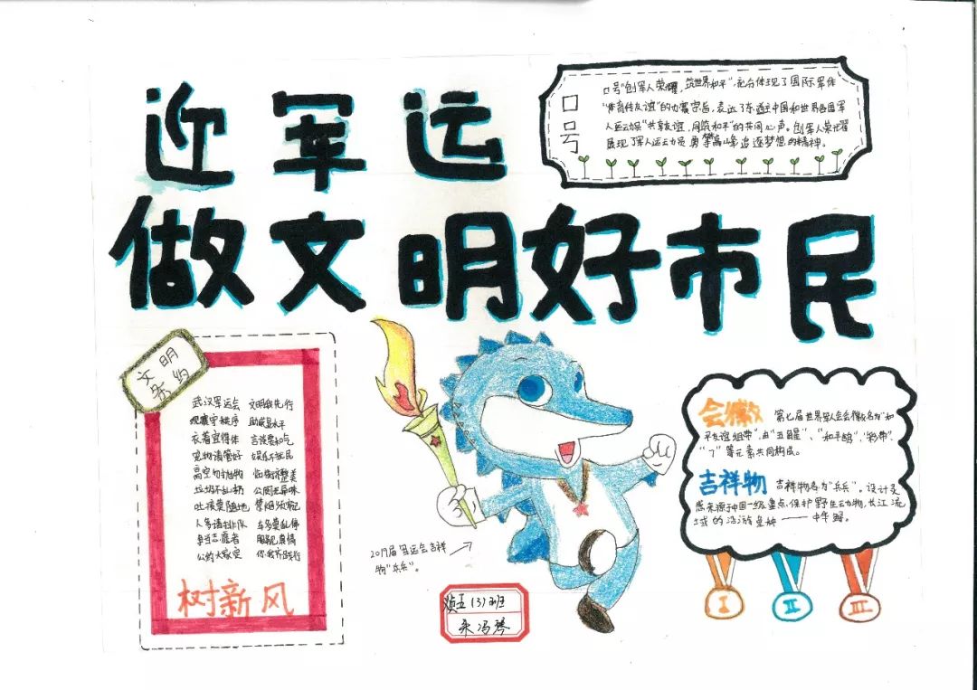 关于迎军运讲文明的手抄报教程-图1