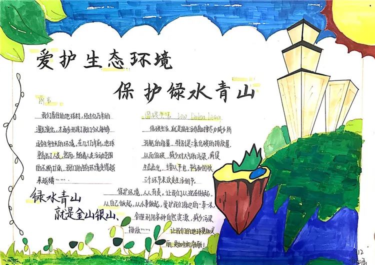 绿水青山就是金山银山主题手抄报-图1