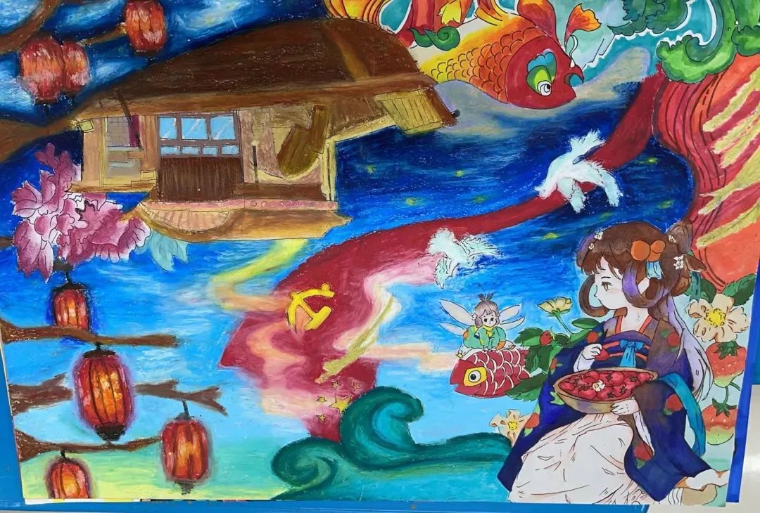 党的光辉照我心 2022建党节儿童画图片-图9