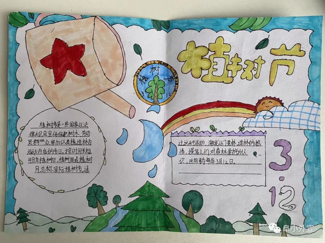 简单的爱绿护绿植树节手抄报-图2