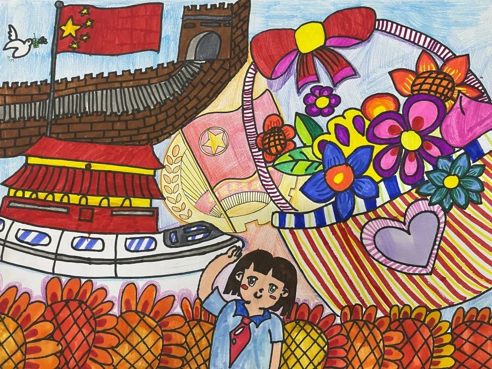 喜迎二十大优秀绘画作品 党的光辉照我心童心喜迎二十大-图4