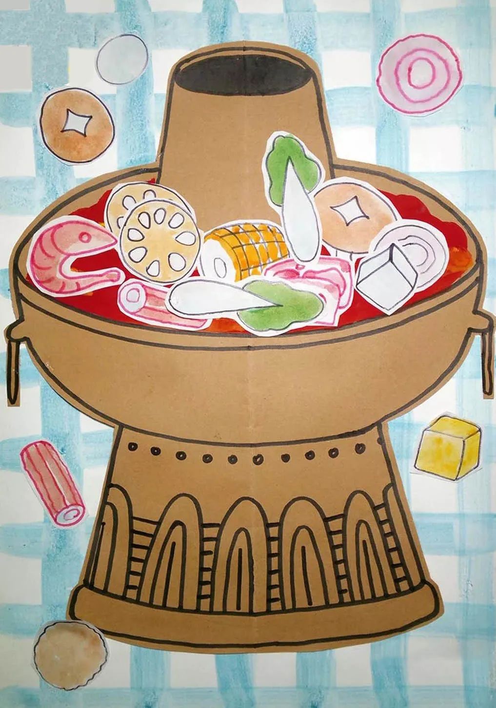 好吃美味的火锅儿童画