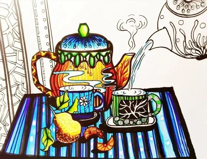 一杯热茶创意儿童画