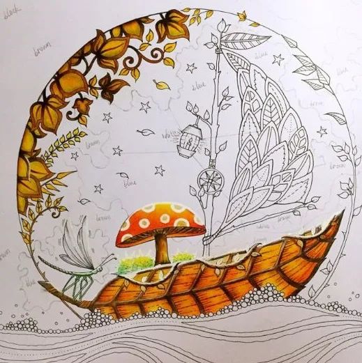 步骤4：蘑菇上色，注意颜色的过渡要自然些就好。