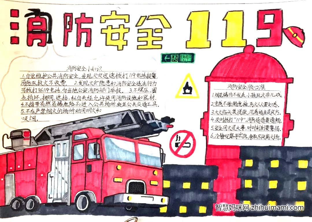 防火在心中 非常漂亮的消防安全手抄报6张-图4