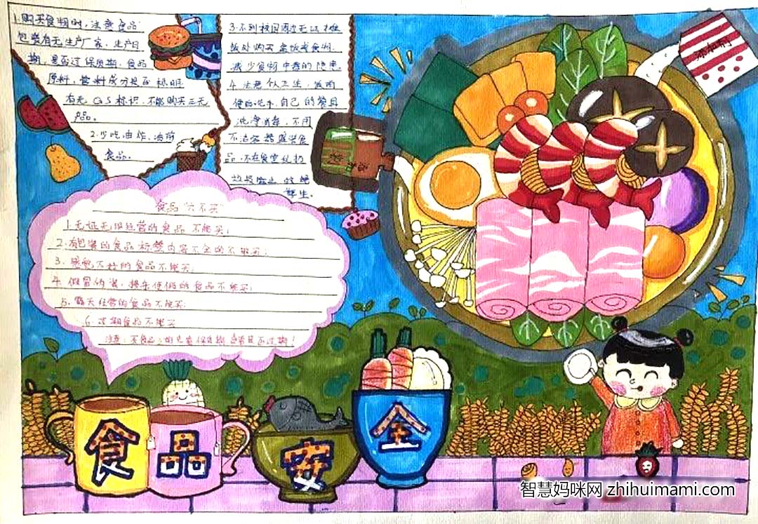 小学生食品安全手抄报6张-图4