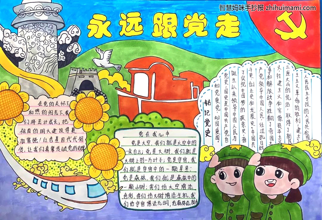 5张以永远跟党走为主题的手抄报-图1