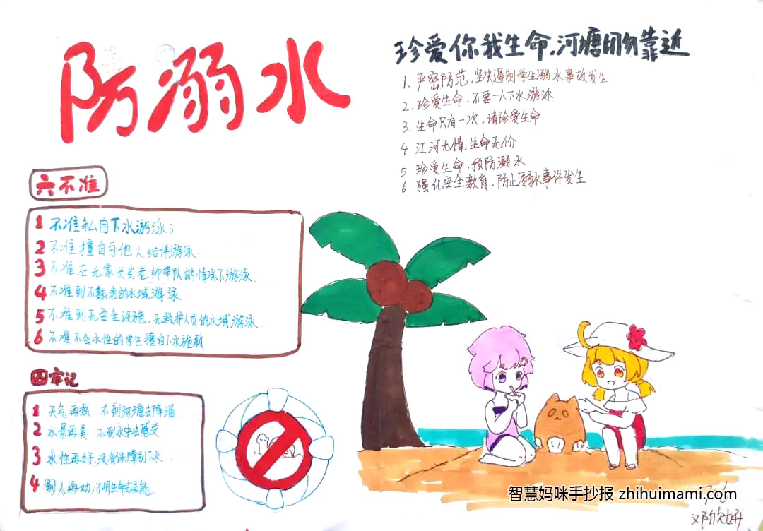 中小学生安全防溺水手抄报-图1
