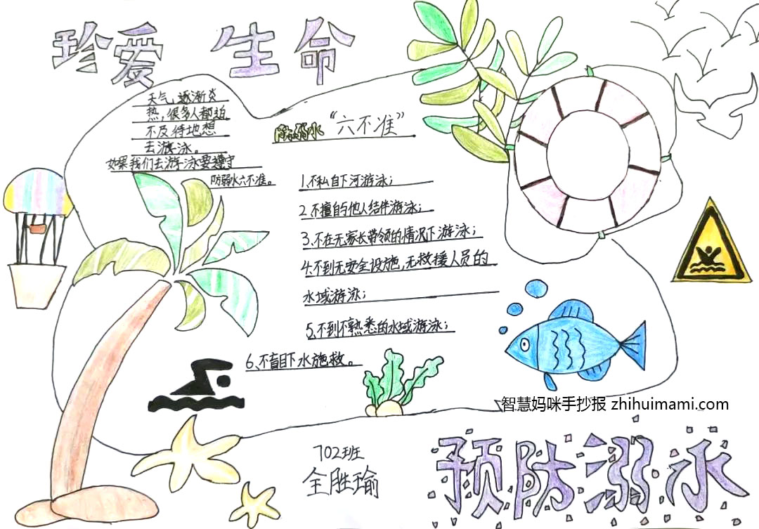 中小学生安全防溺水手抄报-图5