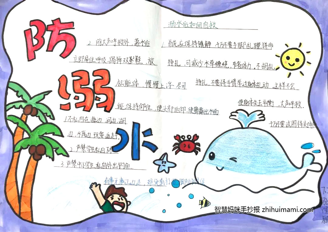 “珍爱生命，共创明天”防溺水安全教育手抄报（7张）-图1