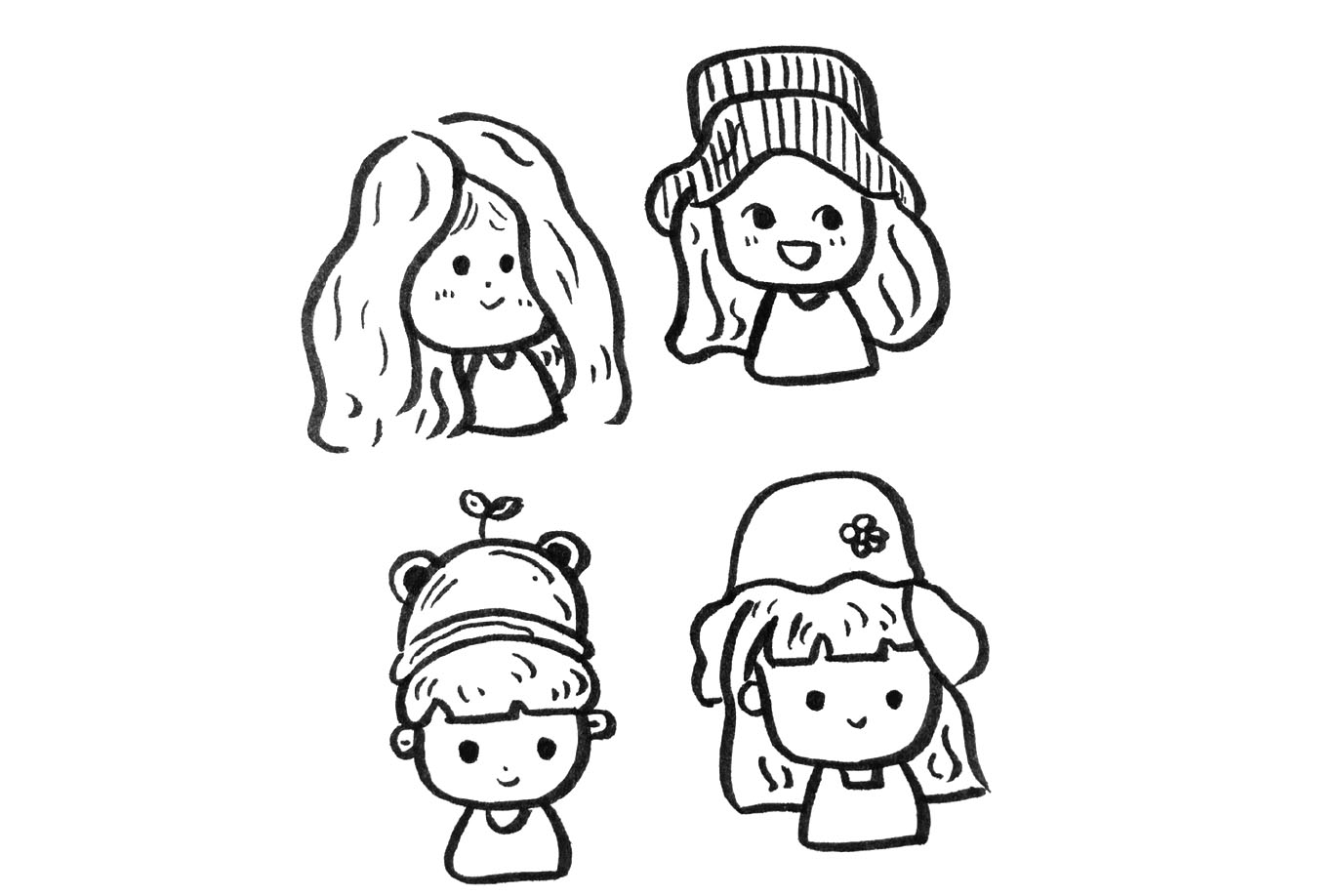 一组关于人物的可爱风简笔画图片-图1