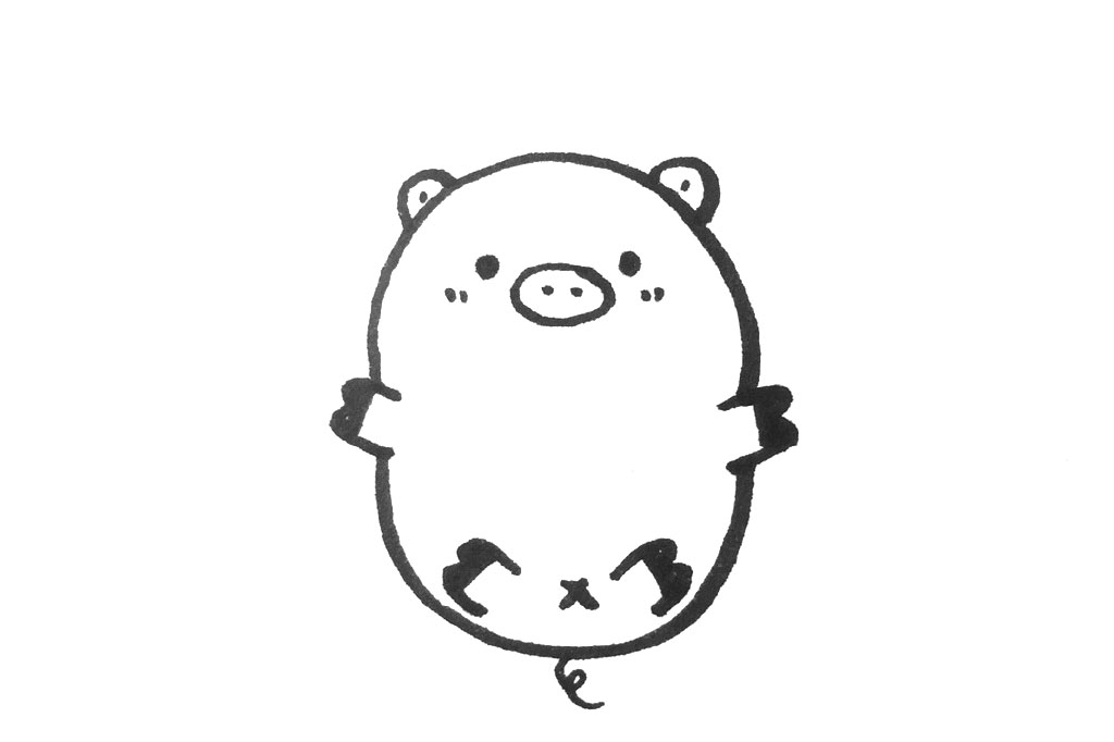 一组胖乎乎的小猪简笔画图片-图2